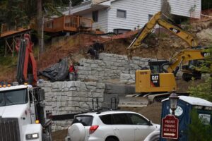 Unapproved retaining wall